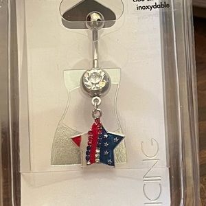 Belly ring American and diamond! Stainless steel post